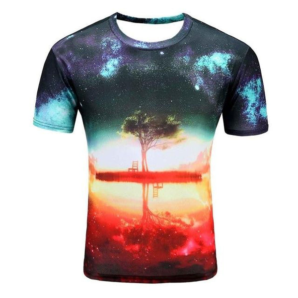 Hot selling New fashion Men's 3D apple/tree printing t shirt