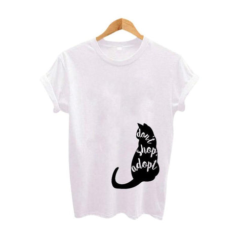 Cute Cat T-shirt Don't Shop Adopt Funny T Shirts