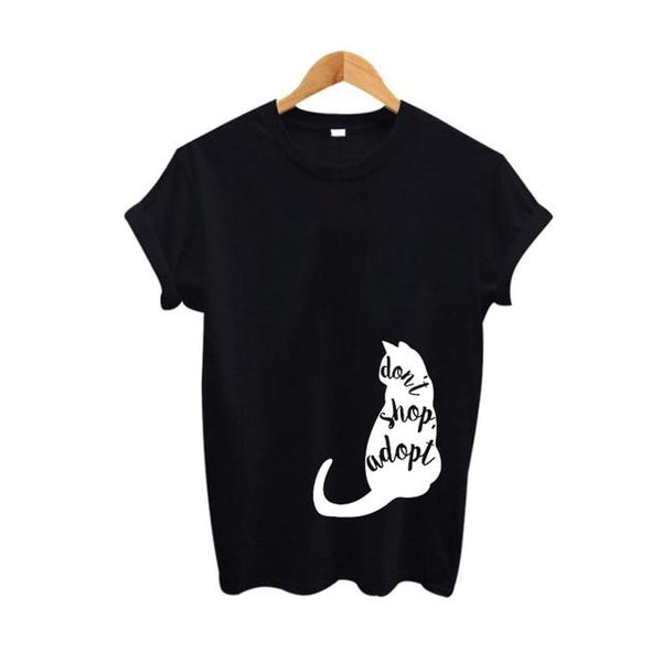 Cute Cat T-shirt Don't Shop Adopt Funny T Shirts