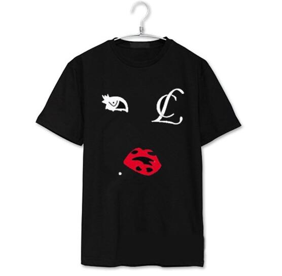 Kpop 2ne1 cl Same Bad Girl Eyelash Red Lips Print T Shirt