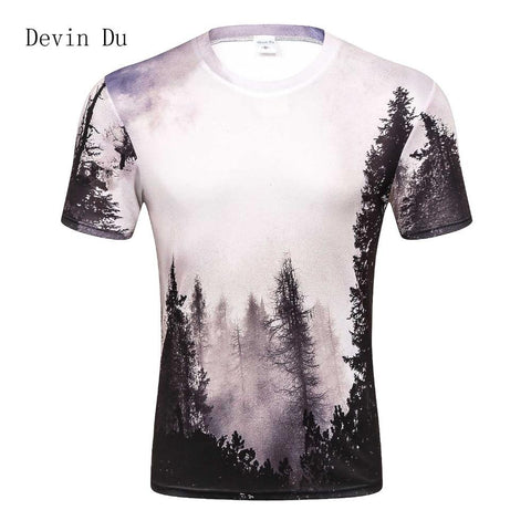 2017 New Arrivals Mens 3d T-shirt Print Winter Forest