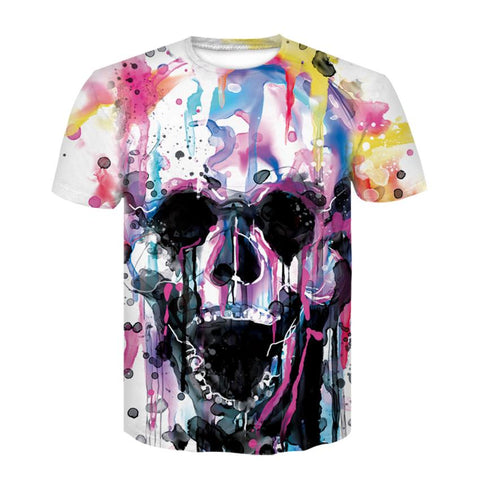 New Fashion Brand T-shirt Hip Hop 3d color Skulls Harajuku Animation