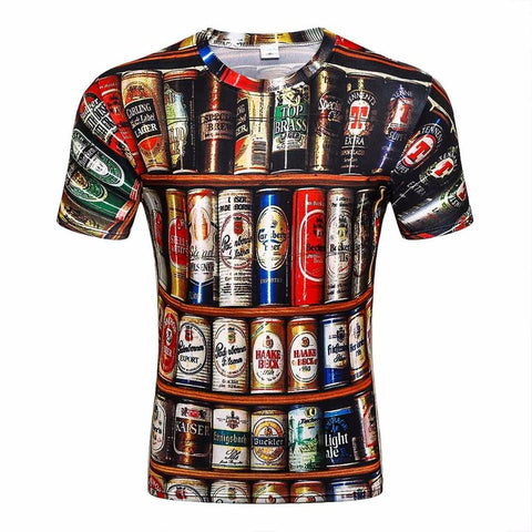 2017 Novelty 3D t shirt Men Cans of beer Printed Hip Hop