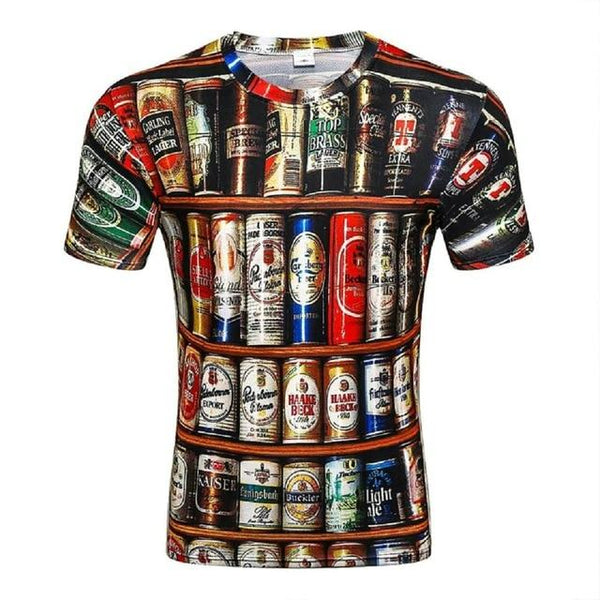 2017 Novelty 3D t shirt Men Cans of beer Printed Hip Hop