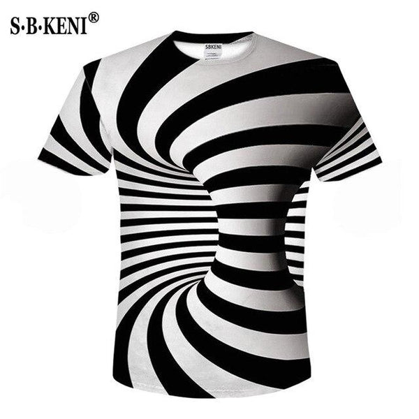 Black And White Vertigo Hypnotic Printing T Shirt