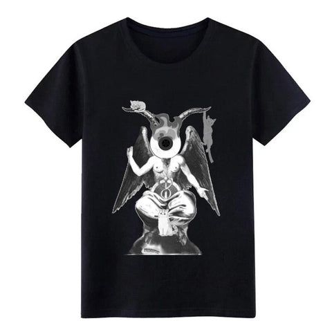 Eyeskeptic baphomet with cats t shirt