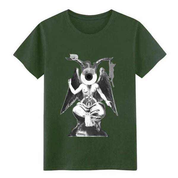 Eyeskeptic baphomet with cats t shirt