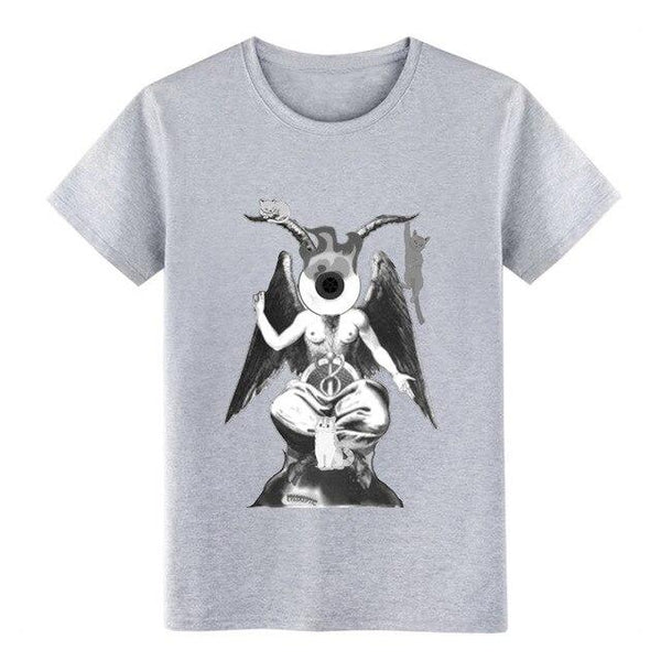 Eyeskeptic baphomet with cats t shirt