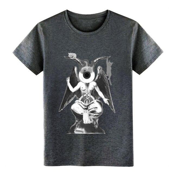 Eyeskeptic baphomet with cats t shirt