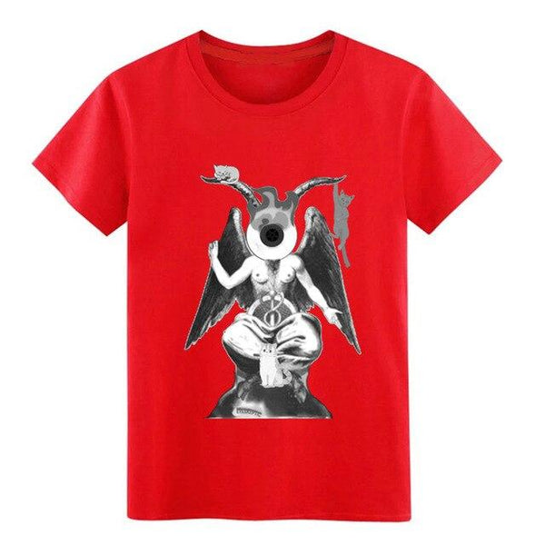 Eyeskeptic baphomet with cats t shirt