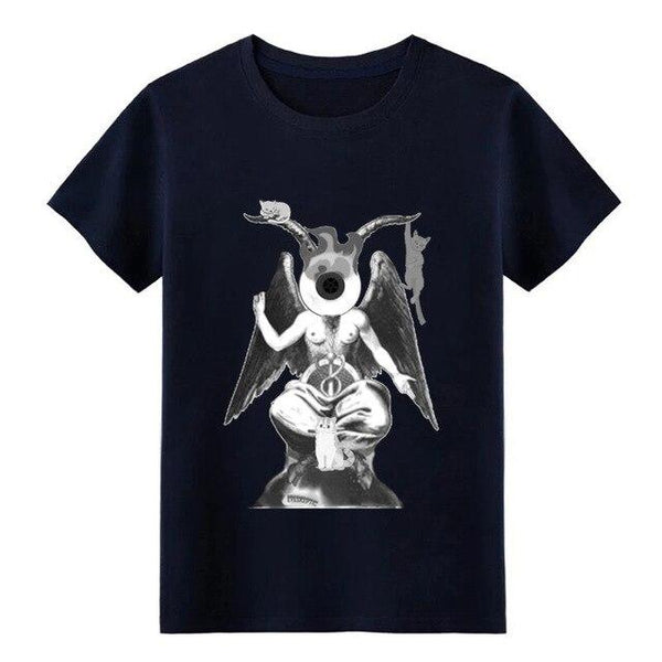 Eyeskeptic baphomet with cats t shirt