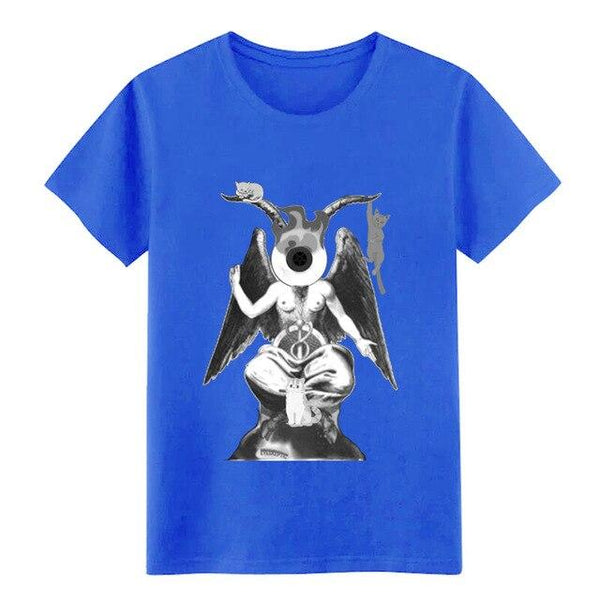 Eyeskeptic baphomet with cats t shirt